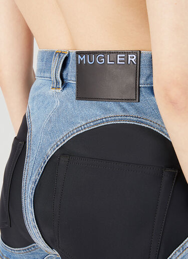 Mugler 구조적 대조적인 패널 데님 쇼츠 블루 mug0251064