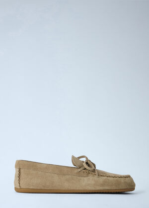 Miu Miu Suede Mesh Loafers Beige miu0264214