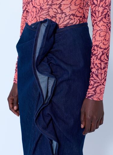 LN-CC® - Dries Van Noten: Sinas Ruffle Denim Midi Skirt - Navy Dries Van Noten Sinas Ruffle Denim Midi Skirt Navy dvn0265009
