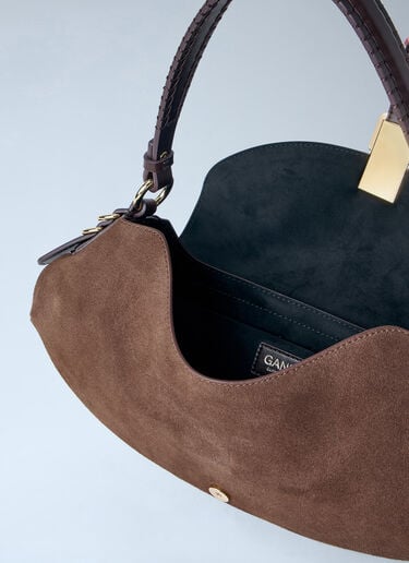 GANNI B-Kat Suede Shoulder Bag Brown gan0263042
