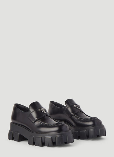 Prada Monolith Platform Leather Loafers Black pra0245013