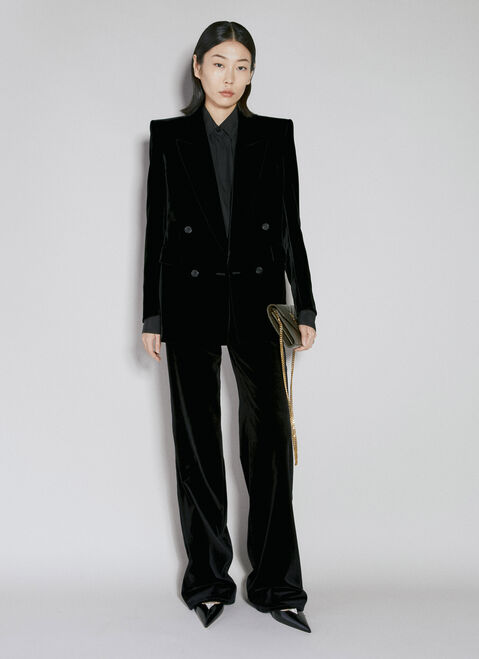 VETEMENTS Velvet Double-Breasted Blazer Black vet0254016