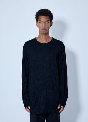 Yohji Yamamoto Round Neck Long Sleeve T-Shirt Black yoy0165009
