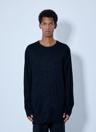 LN-CC® - Yohji Yamamoto: Round Neck Long Sleeve T-Shirt - Black Yohji Yamamoto Round Neck Long Sleeve T-Shirt Black yoy0165009