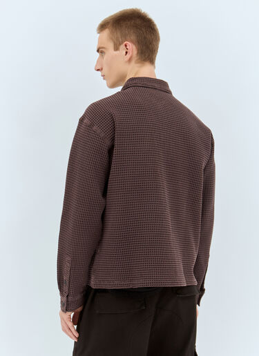 Brain Dead Waffle Button-Down Shirt Brown bra0158001