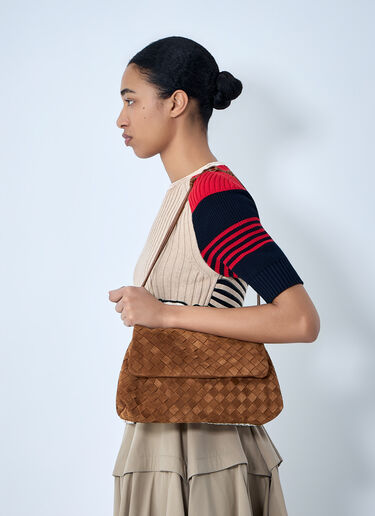 Bottega Veneta Giorno Suede Shoulder Bag Brown bov0263031