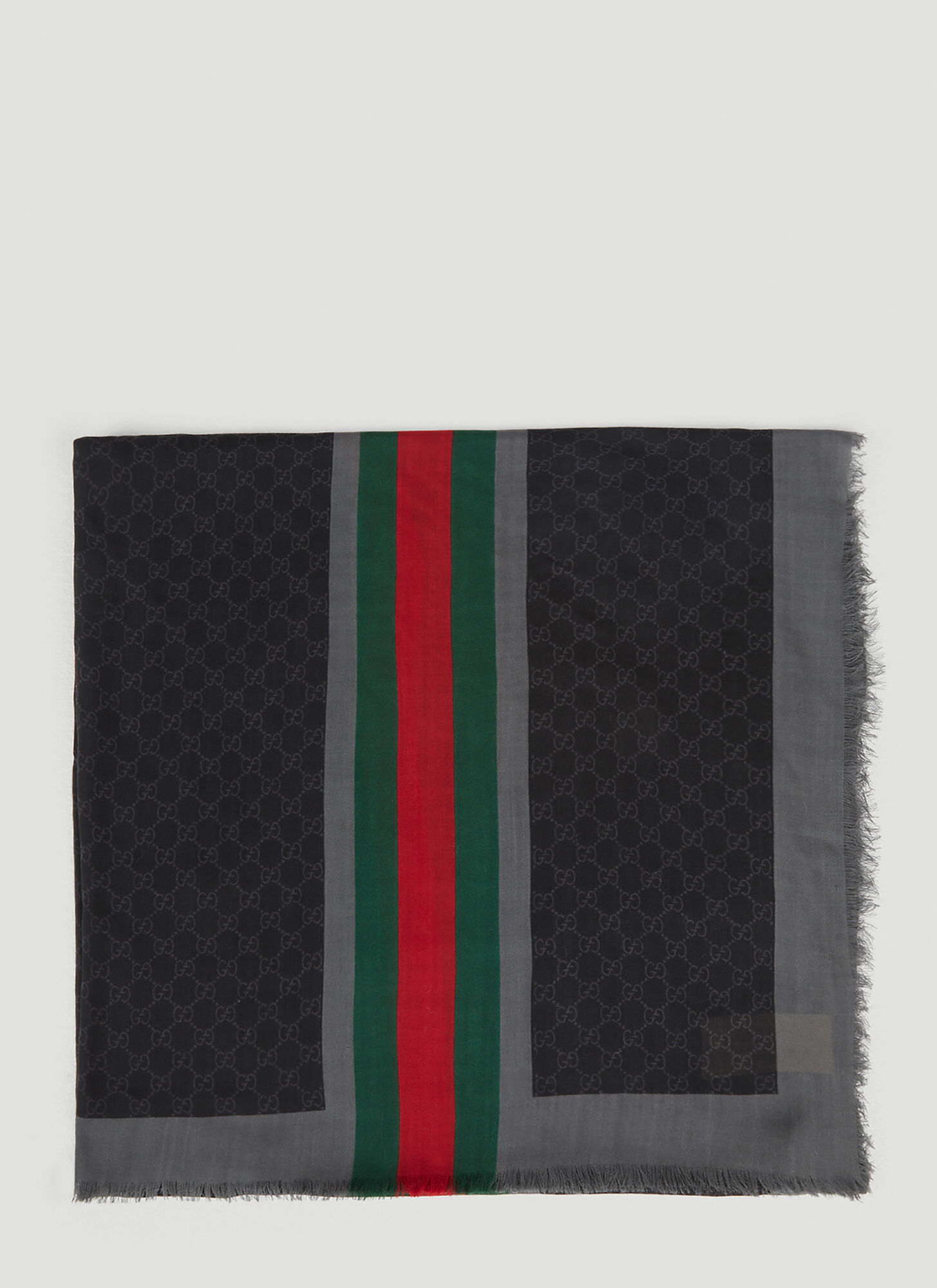 Gucci Gg Web Stripe Scarf In Black