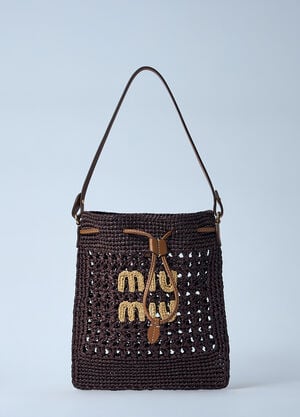 Miu Miu Mini Woven Logo Motif Bag Brown miu0260029