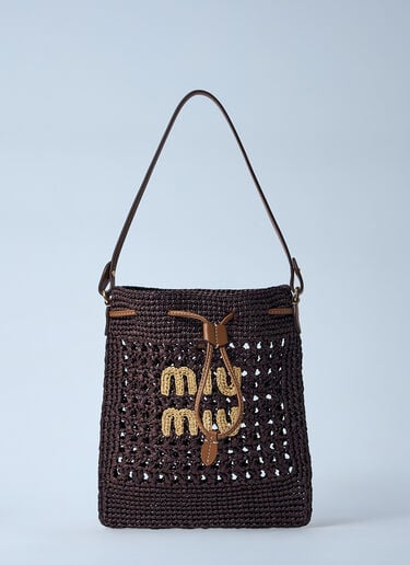Mini Woven Logo Motif Bag Miu Miu Mini Woven Logo Motif Bag Brown miu0260029