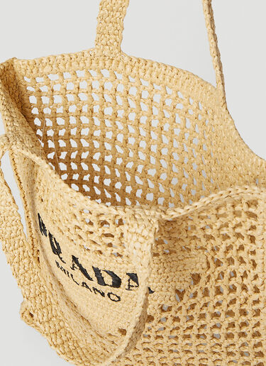 Prada Raffia Logo Tote Bag Beige pra0252016