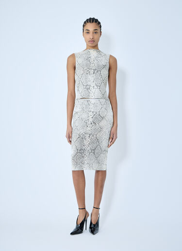 Alexander Wang Snake-Print Embossed Midi Skirt White awg0259011