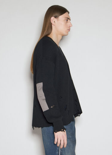 MM6 Maison Margiela Elbow Patches Distressed Cardigan Black mmm0155006