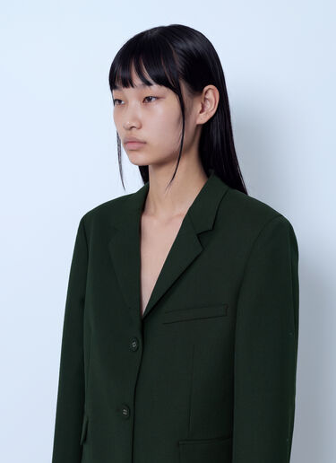 LN-CC® - GANNI: Single Wool Twill Blazer - Green GANNI Single Wool Twill Blazer Green gan0266003