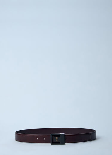 Saint Laurent Logo Motif Leather Belt Black sla0260018