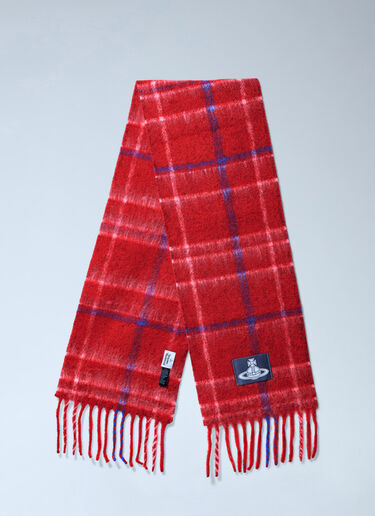 LN-CC® - Vivienne Westwood: Checked Wool Scarf - Red Vivienne Westwood Checked Wool Scarf Red vvw0166025
