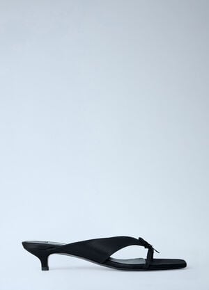 TOTEME Bow Satin Sandals Black tot0263054