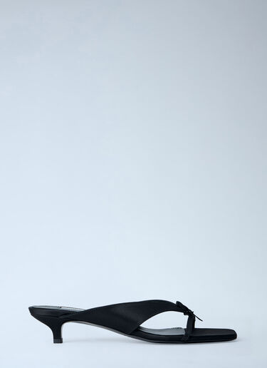 TOTEME Bow Satin Sandals Black tot0263054