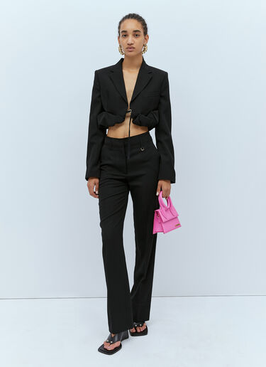 Jacquemus La Veste Croissant Crop Blazer Black jac0254010