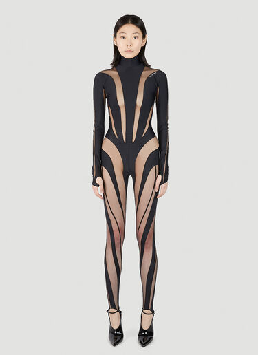 Mugler Cut Out Illusion Jumpsuit Black mug0251045