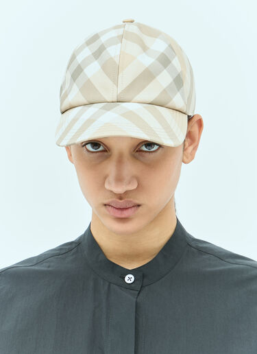 Burberry Check Baseball Cap Beige bur0355007