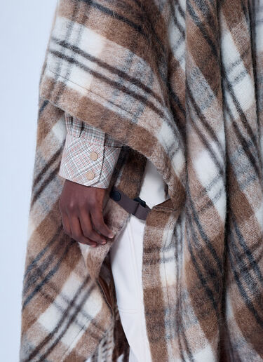 LN-CC® - Moncler Grenoble: Shearling Collar Mohair, Alpaca & Wool Blend Cape - Brown Moncler Grenoble Shearling Collar Mohair, Alpaca & Wool Blend Cape Brown mog0265023