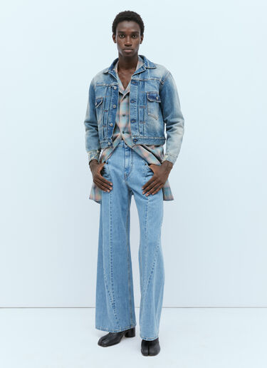 Maison Margiela Cropped Distressed Denim Jacket Light Blue mla0353002