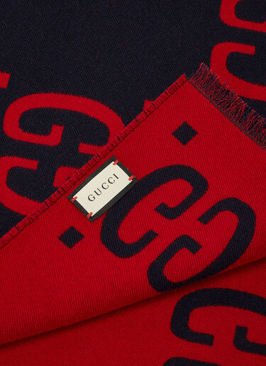 GG Logo Wool Scarf Gucci GG Logo Wool Scarf Blue guc0139048