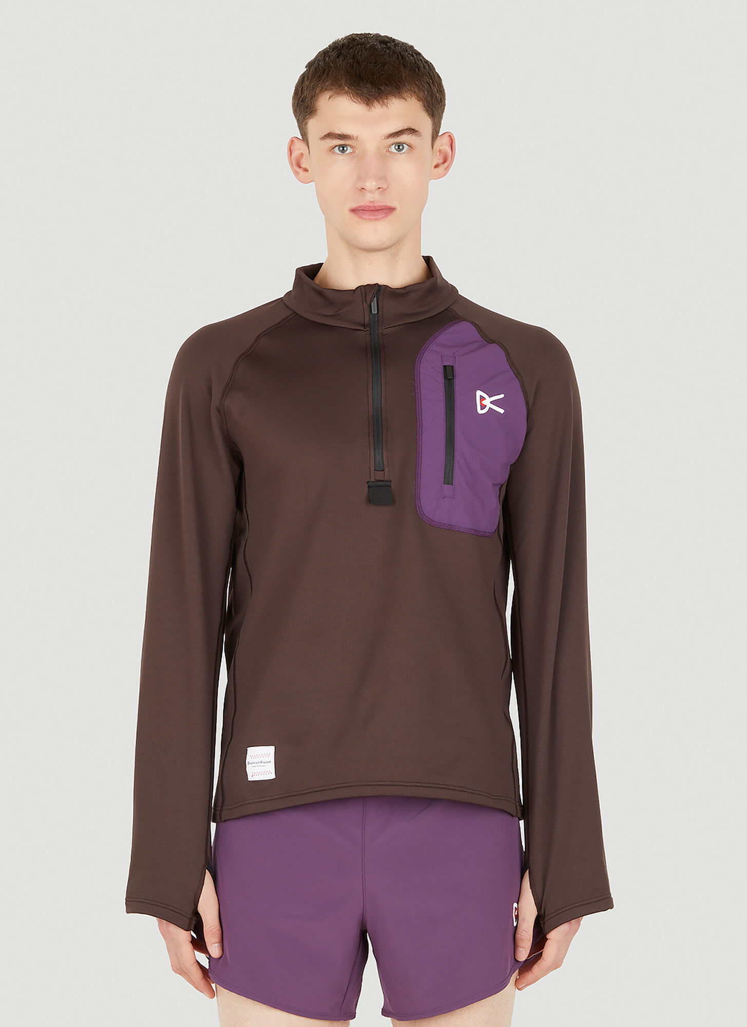 District Vision Luca Shell-trimmed Recycled Jersey Half-zip Running Top In Brown