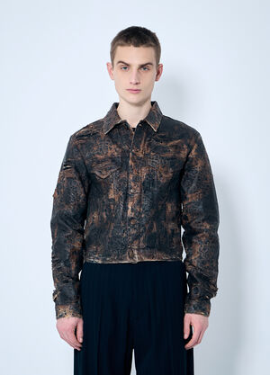 Acne Studios Distressed Monogram Denim Jacket Brown acn0160005