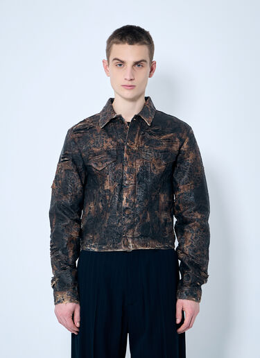 Acne Studios Distressed Monogram Denim Jacket Brown acn0160005