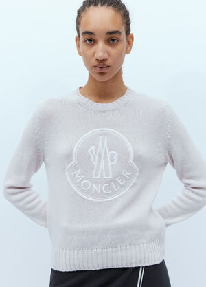 Moncler Logo Embroidery Knit Sweater Beige mon0256002