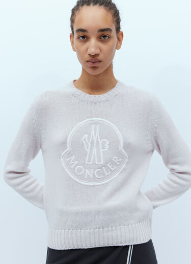 Moncler Logo Embroidery Knit Sweater Pink mon0255042