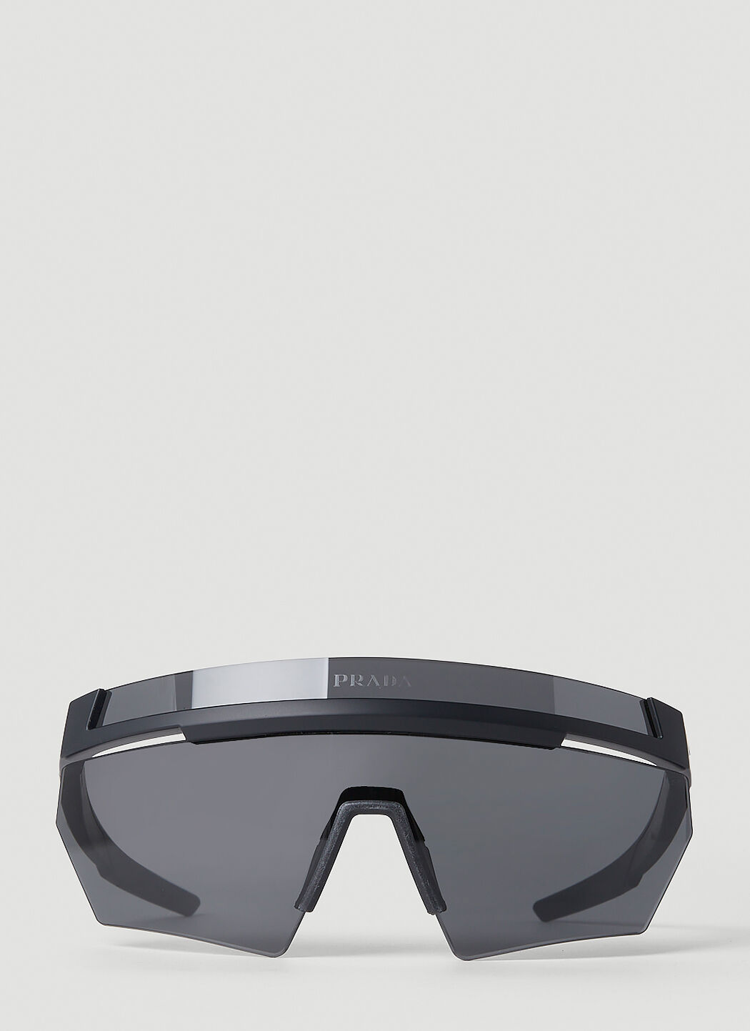 Prada Linea Rossa Wrap-Around Rimless Sunglasses Black lpl0353004