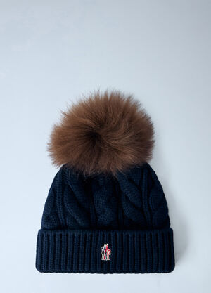 Moncler Grenoble Cable Knit Pom-Pom Beanie Navy mog0265022