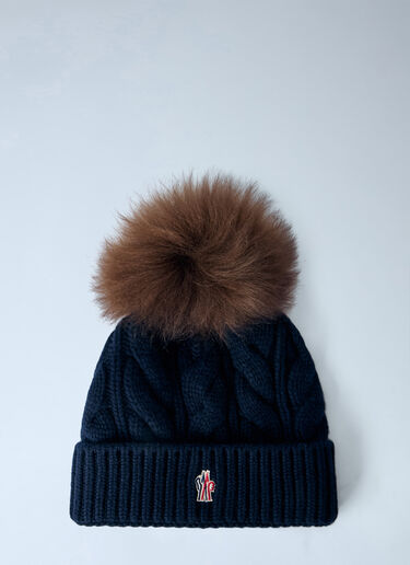 LN-CC® - Moncler Grenoble: Cable Knit Pom-Pom Beanie - Navy Moncler Grenoble Cable Knit Pom-Pom Beanie Navy mog0265022
