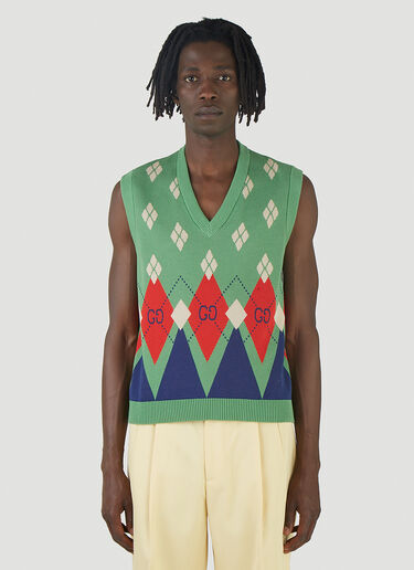 Gucci Argyle-Knit Vest Green guc0145017
