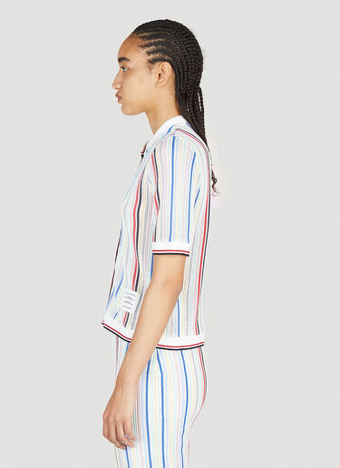 Striped Short Sleeve Cardigan Thom Browne Striped Short Sleeve Cardigan White thb0252006