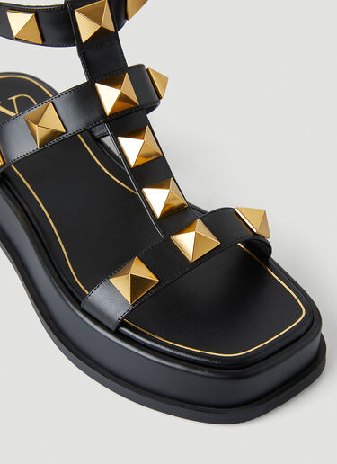 Valentino Garavani Roman Stud Platform Sandals Black val0247017