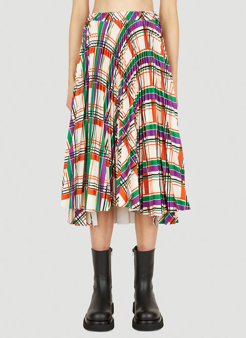 Plan C Pleated Checked Skirt Black plc0250024