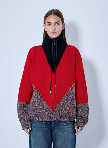 LN-CC® - Marni: Zippered Knit Sweater - Red Marni Zippered Knit Sweater Red mni0266002