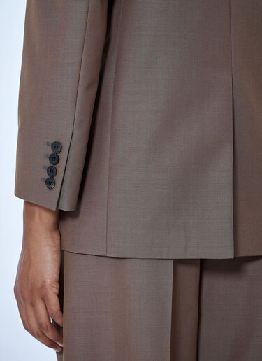 LN-CC® - Saint Laurent: Double-Breasted Wool Blazer - Brown Saint Laurent Double-Breasted Wool Blazer Brown sla0264039