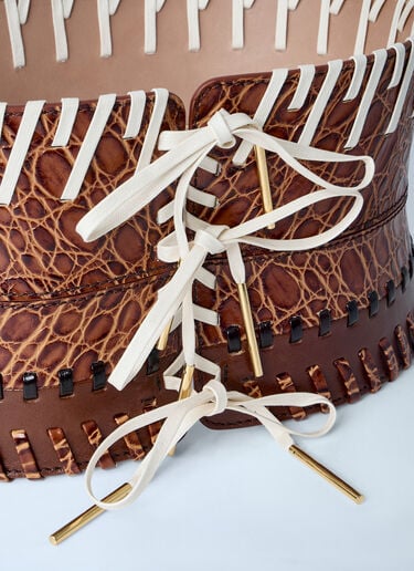 Embossed Leather Corset Belt Dries Van Noten Embossed Leather Corset Belt Beige dvn0262037