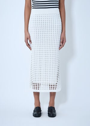 Max Mara Crochet Midi Skirt White max0264028