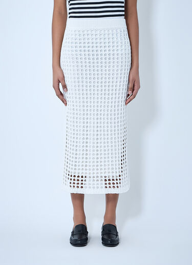 Max Mara Crochet Midi Skirt White max0264028