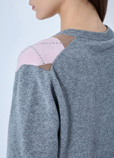 LN-CC® - Prada: Argyle V-Neck Sweater - Grey Prada Argyle V-Neck Sweater Grey pra0266002