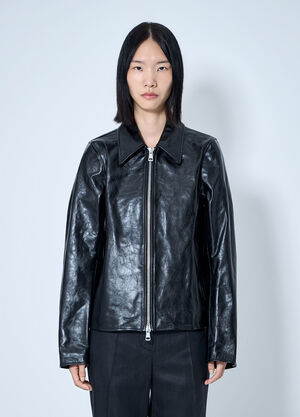 Our Legacy Mini Top Dyed Leather Jacket Black our0265038