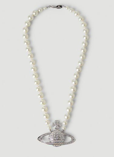 Vivienne Westwood Bas Relief Pearl Necklace Silver vvw0348010