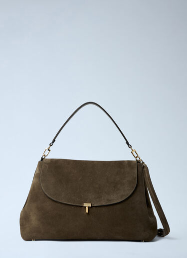 TOTEME T-Lock Suede Satchel Bag Beige tot0263071