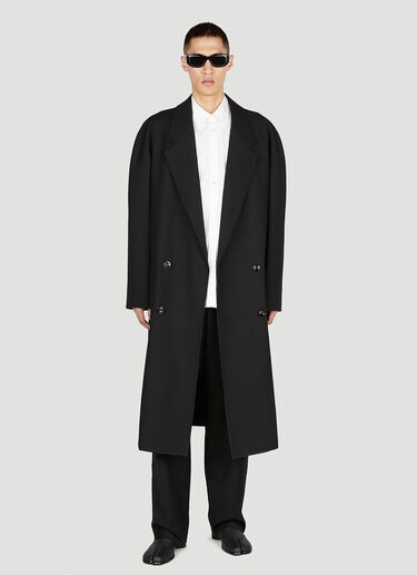 Alexander McQueen Double Breasted Raglan Coat Black amq0152013