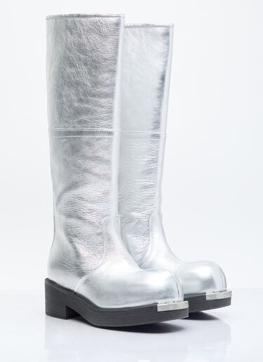 MM6 Maison Margiela ニーハイメタリックブーツ シルバー mmm0254016